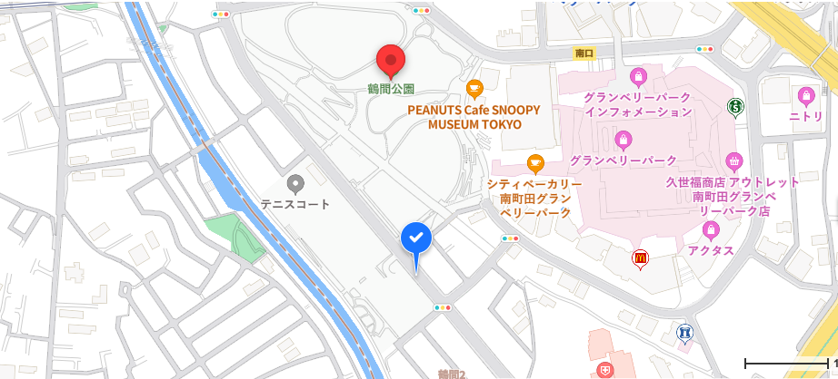 鶴間公園（南町田）の乗降場所地図