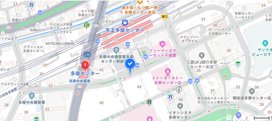 多摩センター駅の乗降場所地図